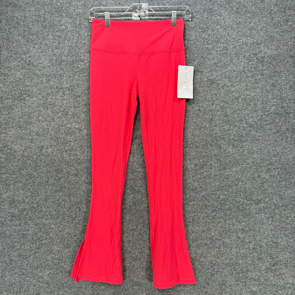 Athleta Elation Split Slim Flare Leggings Women Small Pink‎ High Rise Yoga NEW